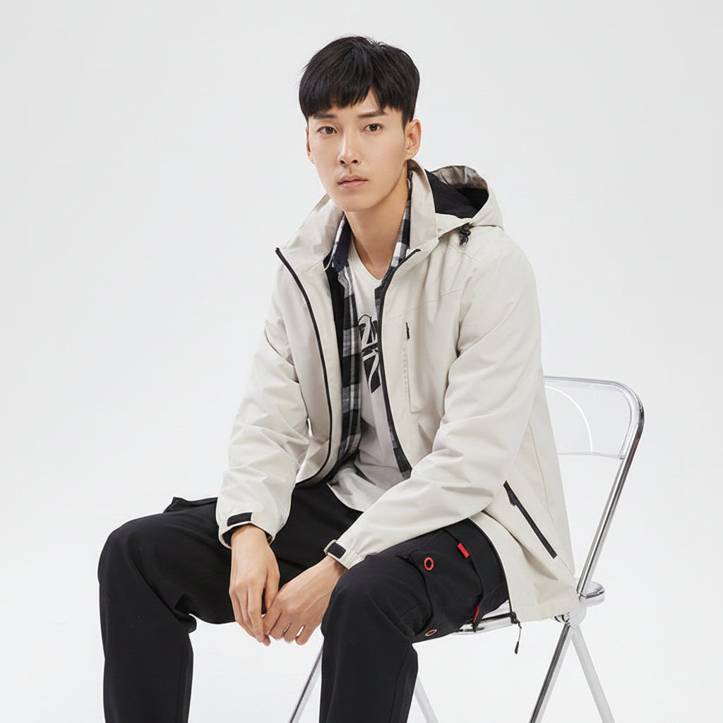 Men Single Layer Outdoor Hooded Jacket Casual
