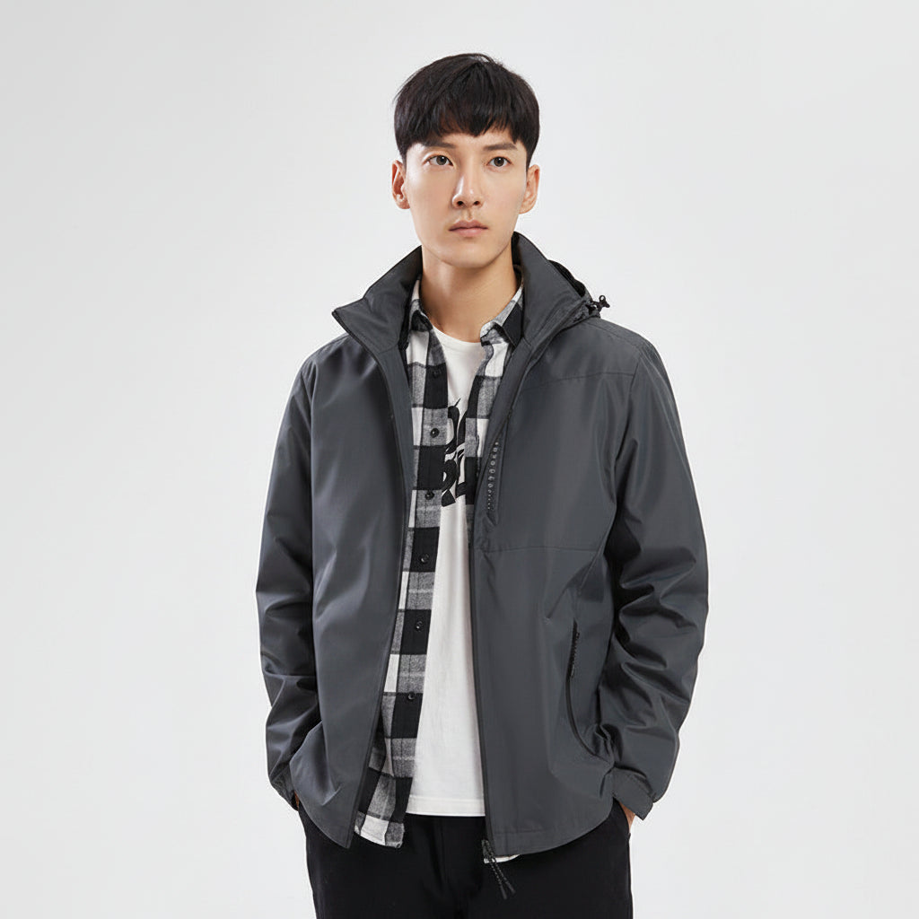 Men Single Layer Outdoor Hooded Jacket Casual
