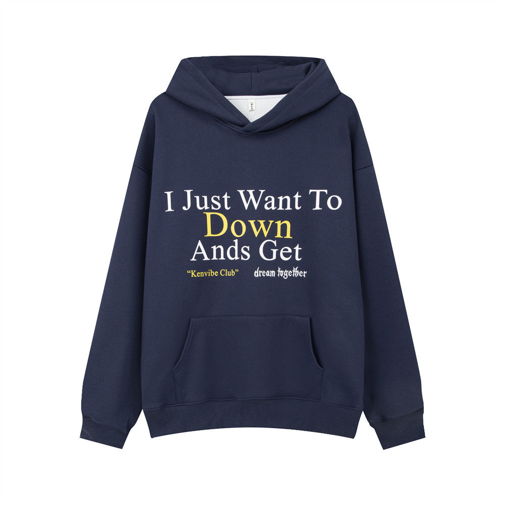 Men’s American Letter Print Hooded Sweatshirt