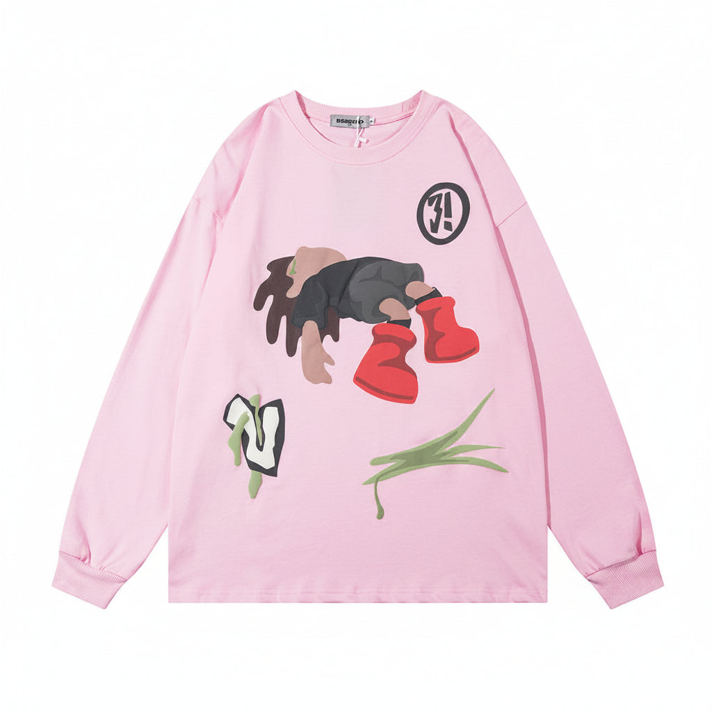 Men’s Cartoon Print Crew Neck Casual Sweatshirt