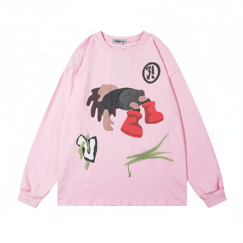 Men’s Cartoon Print Crew Neck Casual Sweatshirt
