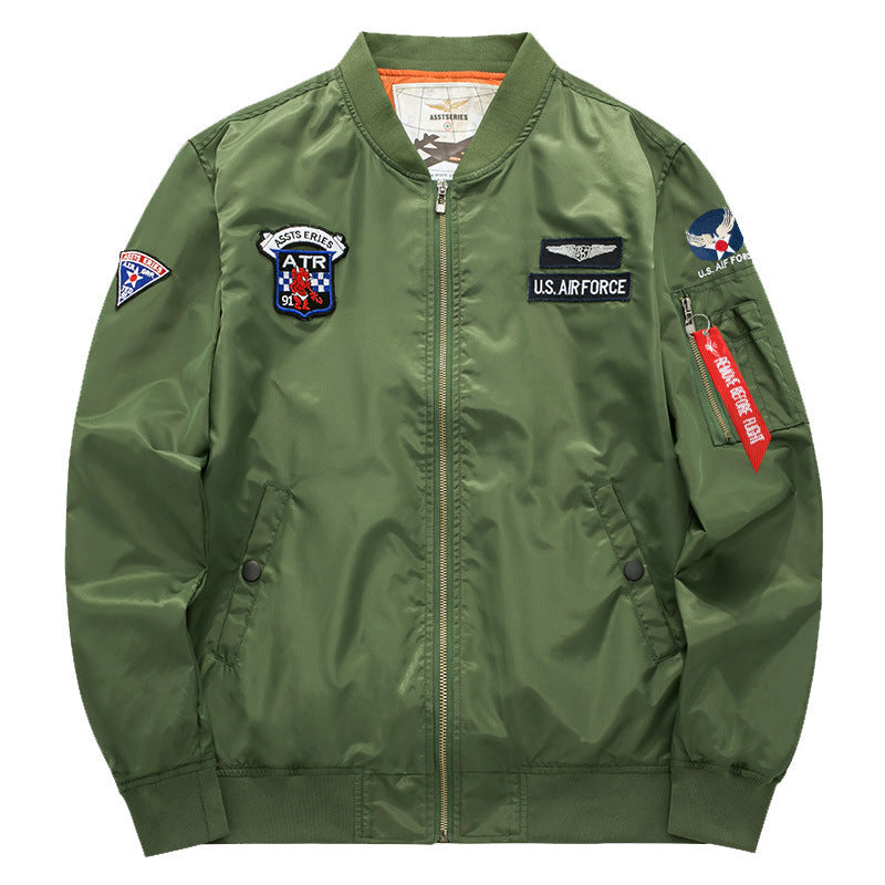 Men’s Casual Embroidered Cotton Zipper Jacket