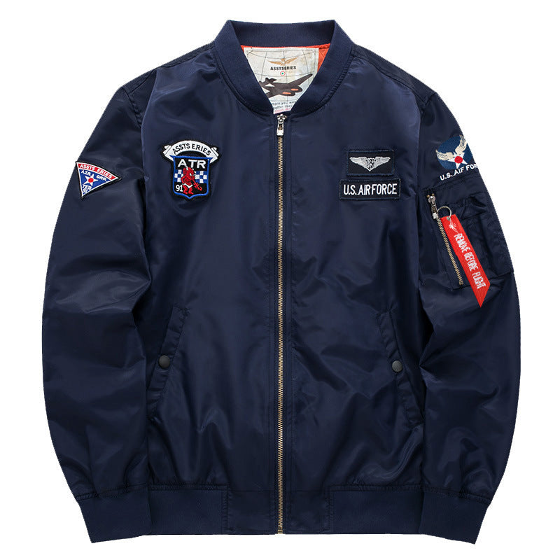 Men’s Casual Embroidered Lightweight Cotton Zipper Jacket