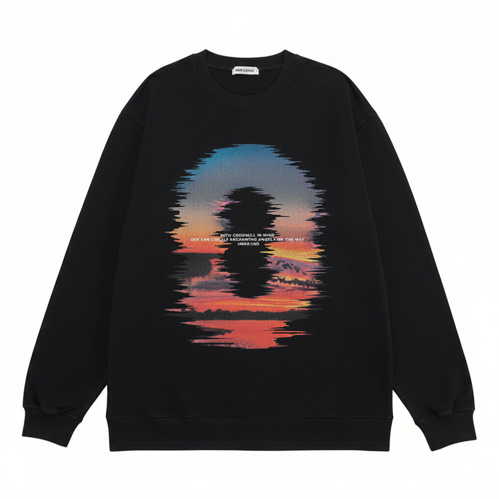 Men’s Loose Fit Sunset Print Casual Sweatshirt