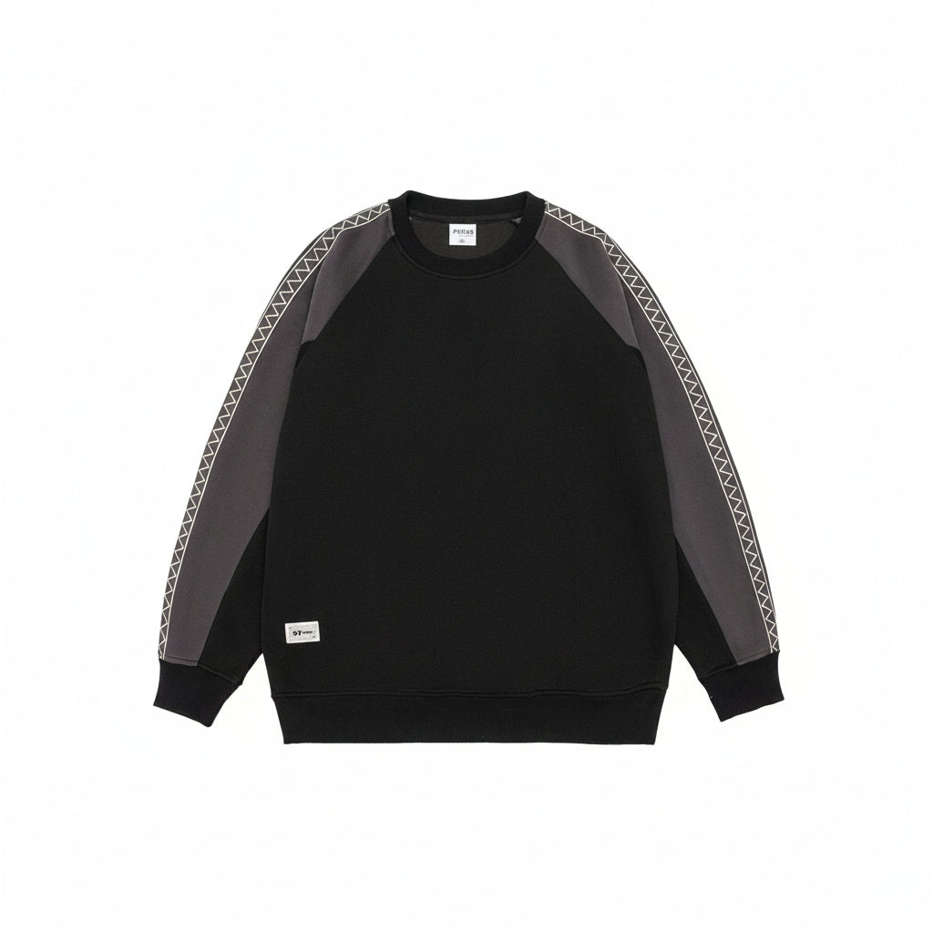 Men’s Retro Contrast Color Striped Sweatshirt Loose Fit