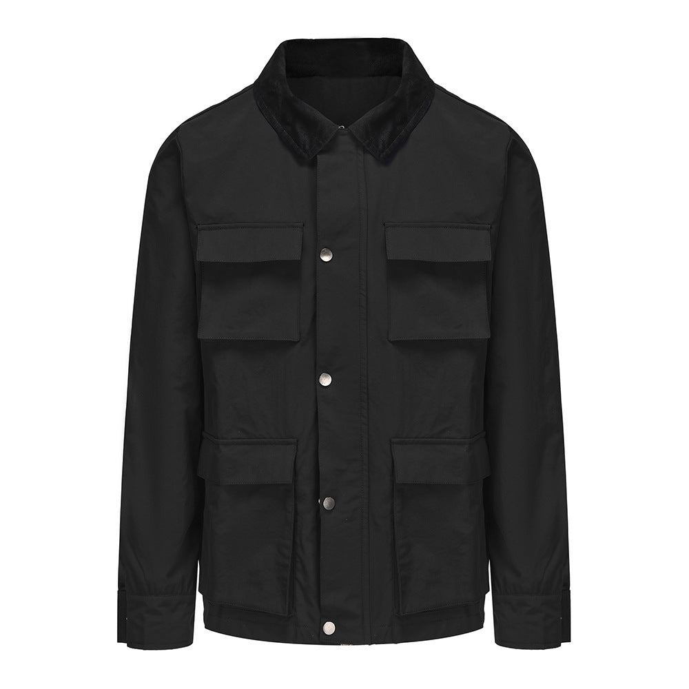 Men’s Solid Color Loose Fit Zipper Jacket