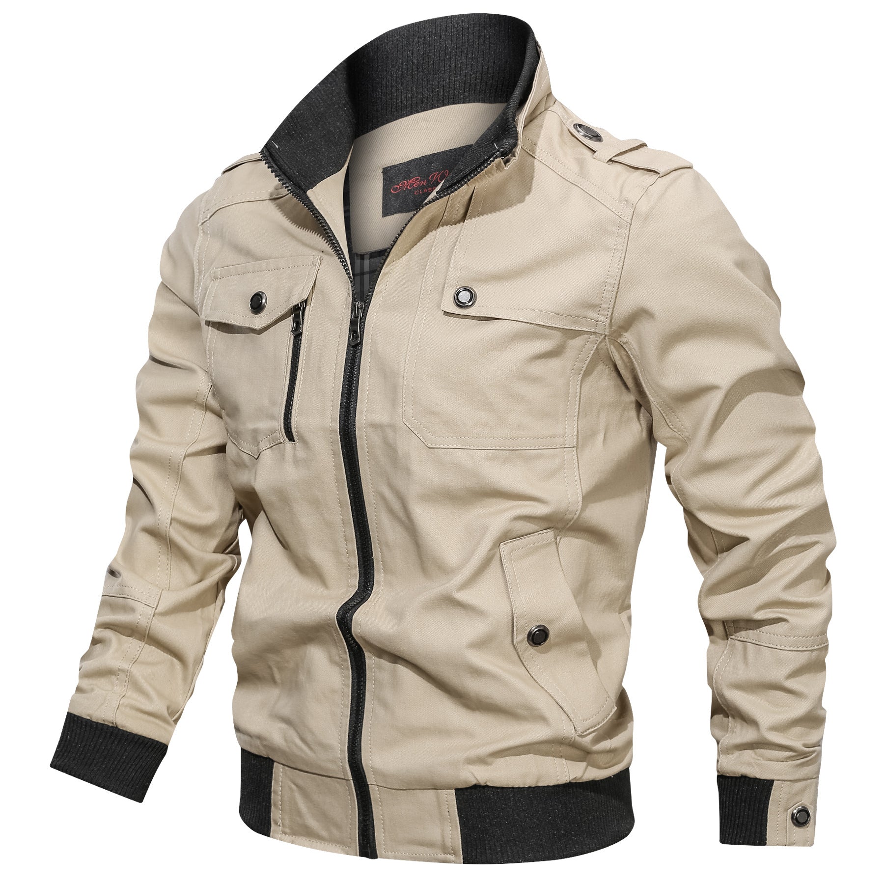 Men’s Solid Color Stand Collar Casual Jacket