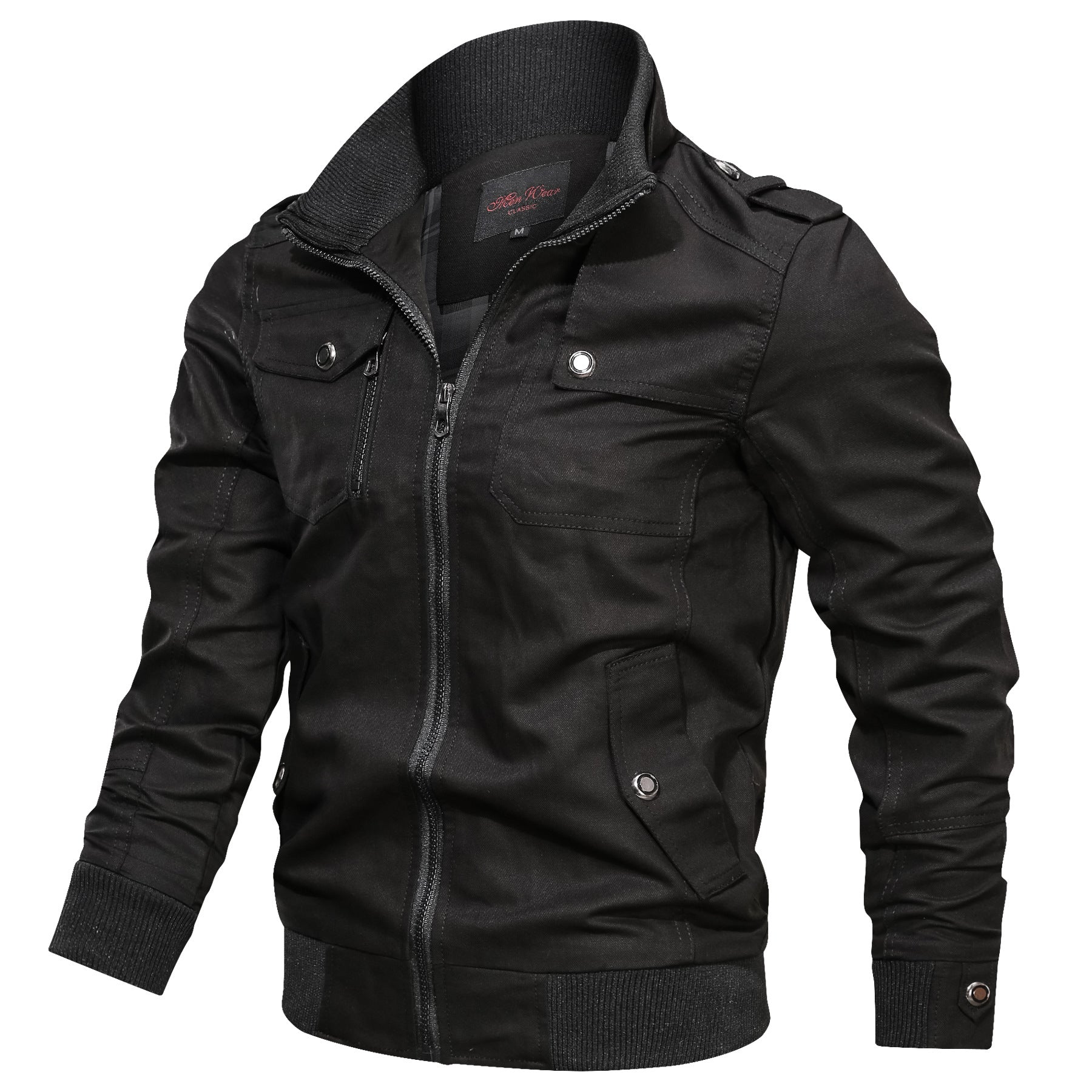 Men’s Solid Color Stand Collar Casual Jacket