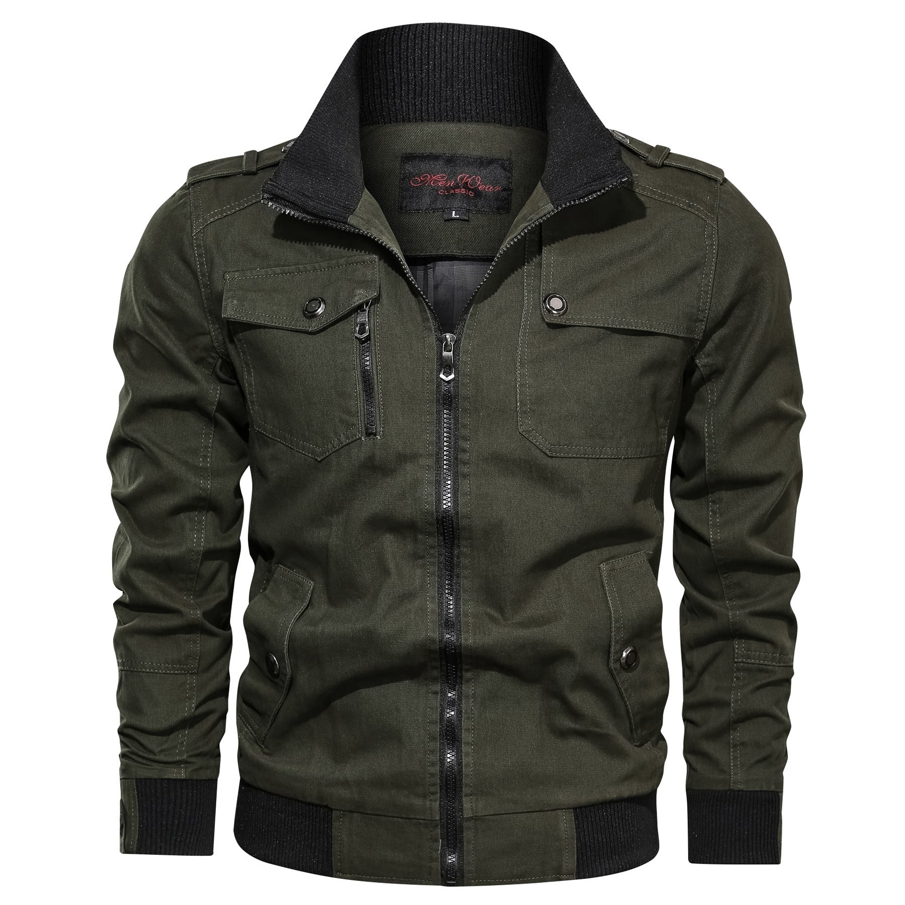 Men’s Solid Color Stand Collar Casual Jacket