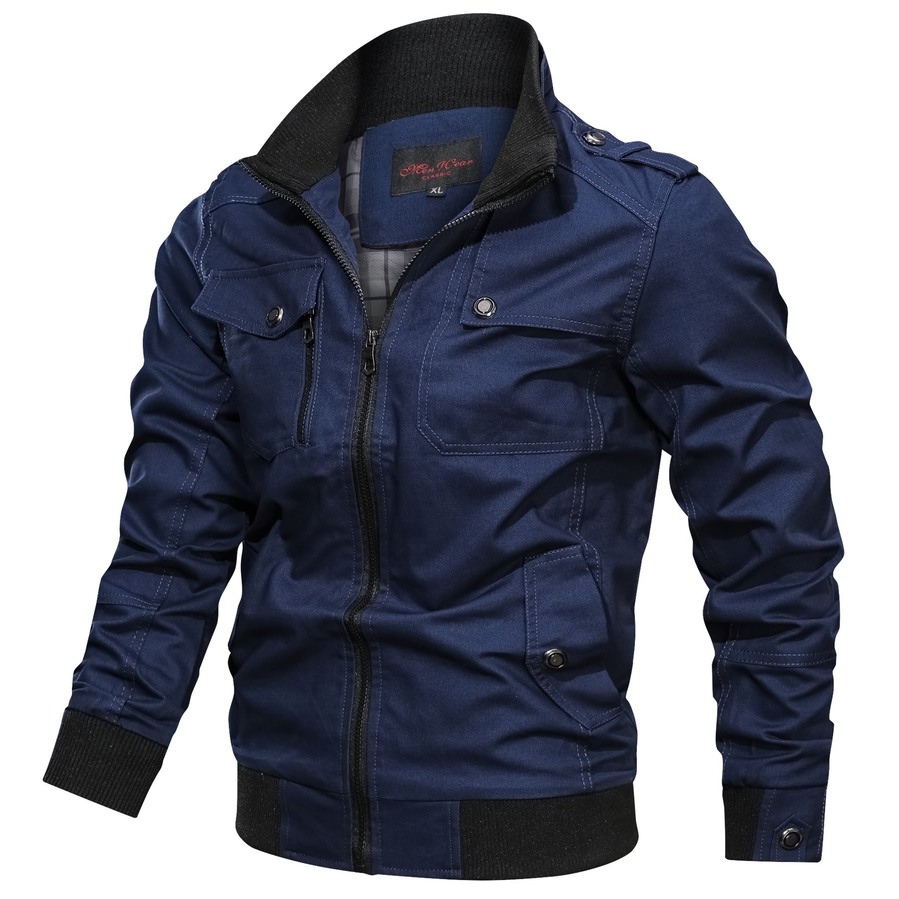Men’s Solid Color Stand Collar Casual Jacket