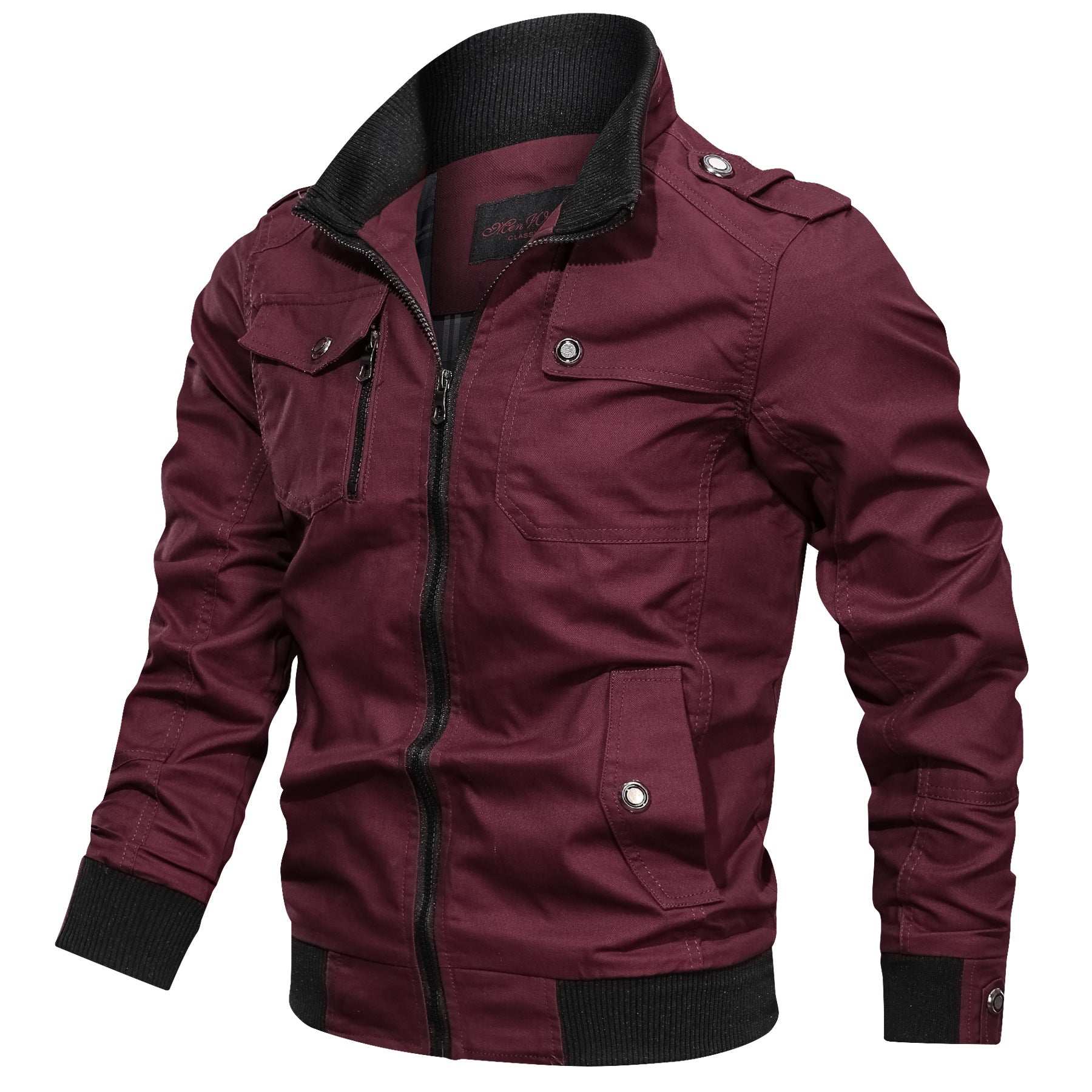 Men’s Solid Color Stand Collar Casual Jacket