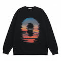 Men’s Sunset Reflection Printed Sweatshirt Loose Fit Casual
