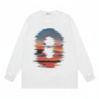 Men’s Sunset Reflection Printed Sweatshirt Loose Fit Casual