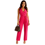 Women’s Elegant Wrap Front Wide Leg Jumpsuit