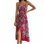 Women’s Floral Printed Sling Dress Asymmetric Vacation Style