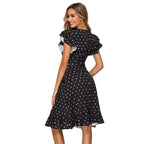 Women’s Vintage Polka Dot Ruffle Midi Dress