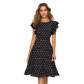 Women’s Vintage Polka Dot Ruffle Midi Dress