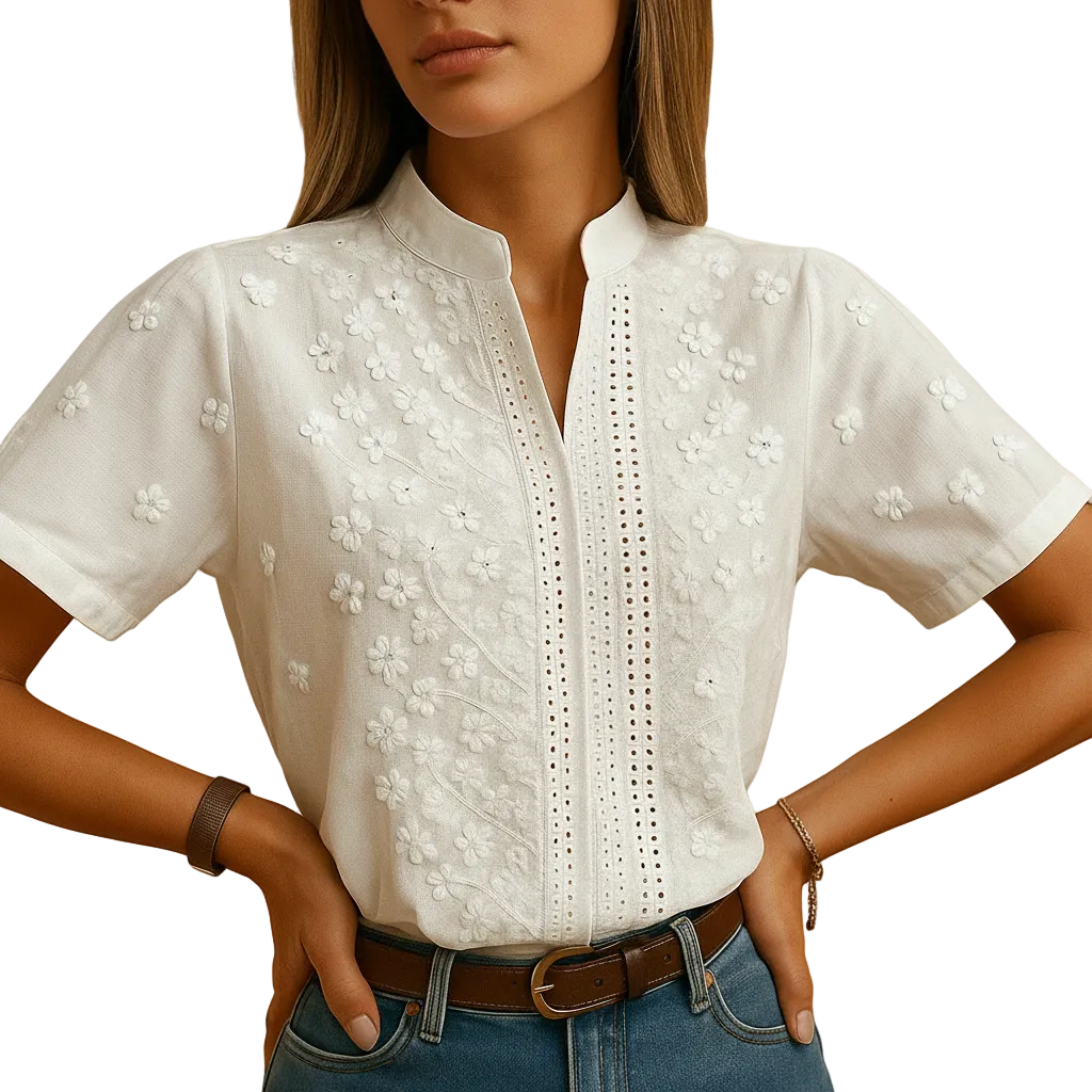 Women’s White Long Sleeve Button Up Blouse