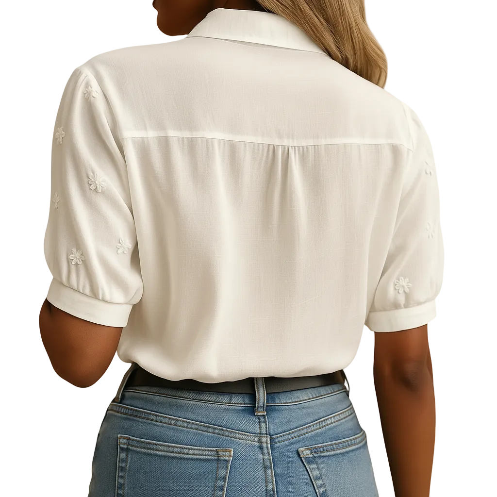 Women’s White Long Sleeve Button Up Blouse