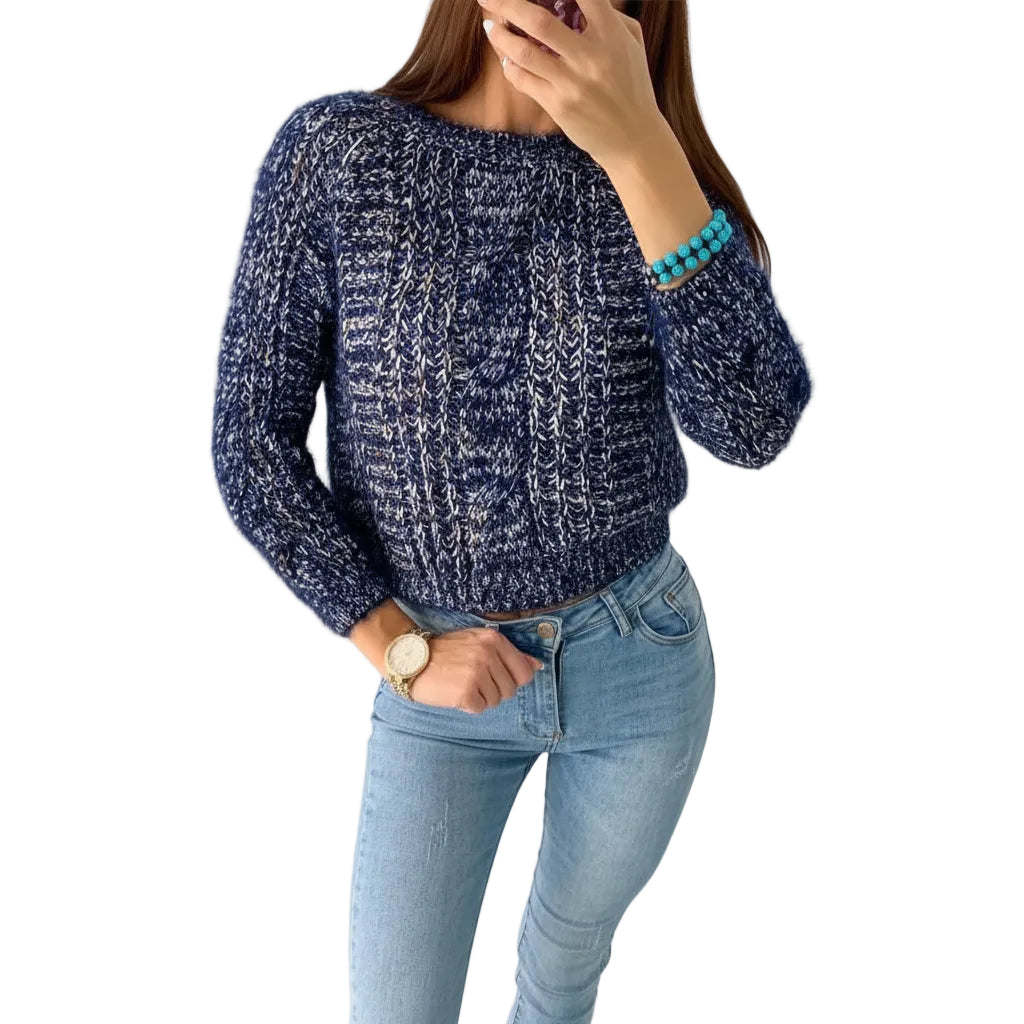 Women’s Loose Sweater Round Neck Knit Pullover Casual Style