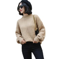 Women’s Half Neck Sweater Solid Color Knit Sweater Pullover