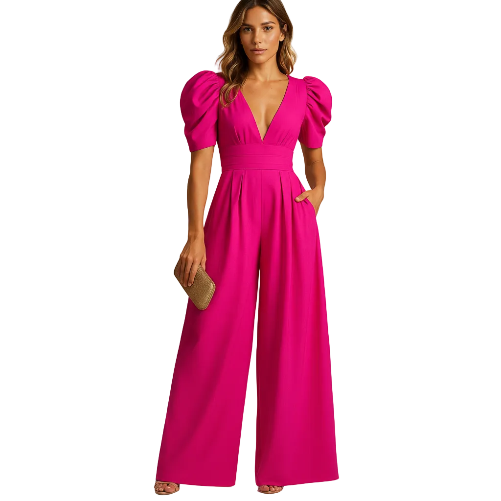Women’s Formal Tailored Jumpsuit – Long Flowing Elegant Evening Outfit