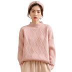 Women’s Half Neck Sweater Solid Color Knit Sweater Pullover