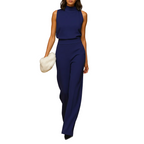 Women’s Halter-Neck Wide-Leg Jumpsuit with High Waist and Decorative Bow