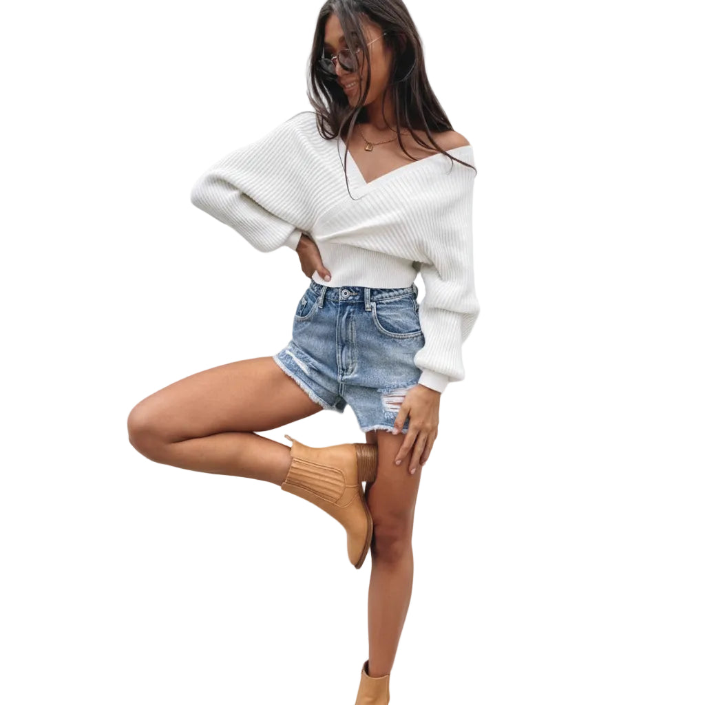 Women’s Loose Sweater Solid Color Pullover Lantern Sleeve Polyester