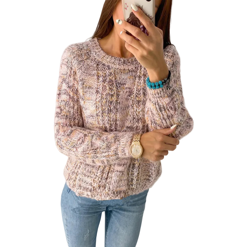 Women’s Loose Sweater Round Neck Knit Pullover Casual Style