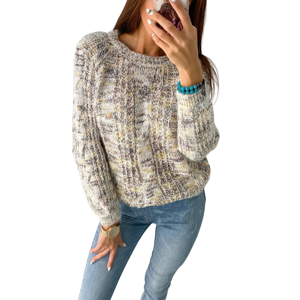 Women’s Loose Sweater Round Neck Knit Pullover Casual Style