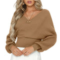 Women’s Loose Sweater Solid Color Pullover Lantern Sleeve Polyester