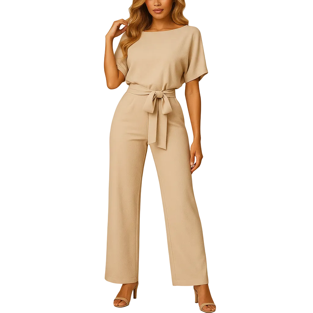 Women’s Stylish High-Waist Lace-Up Jumpsuit – Tailored One-Piece Outfit