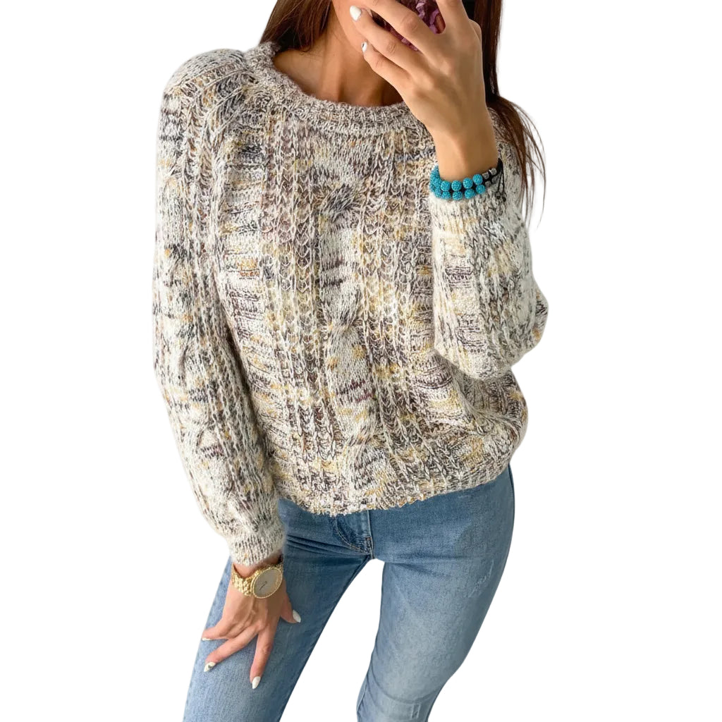 Women’s Loose Sweater Round Neck Knit Pullover Casual Style