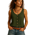 Women’s Sleeveless V-Neck Summer Top with Pockets – Loose Fit Casual Blouse
