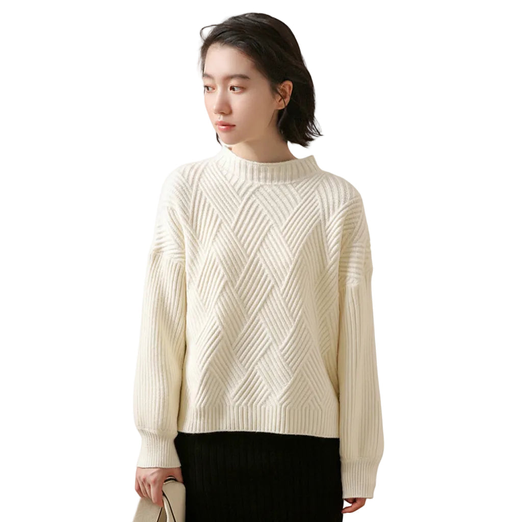 Women’s Half Neck Sweater Solid Color Knit Sweater Pullover