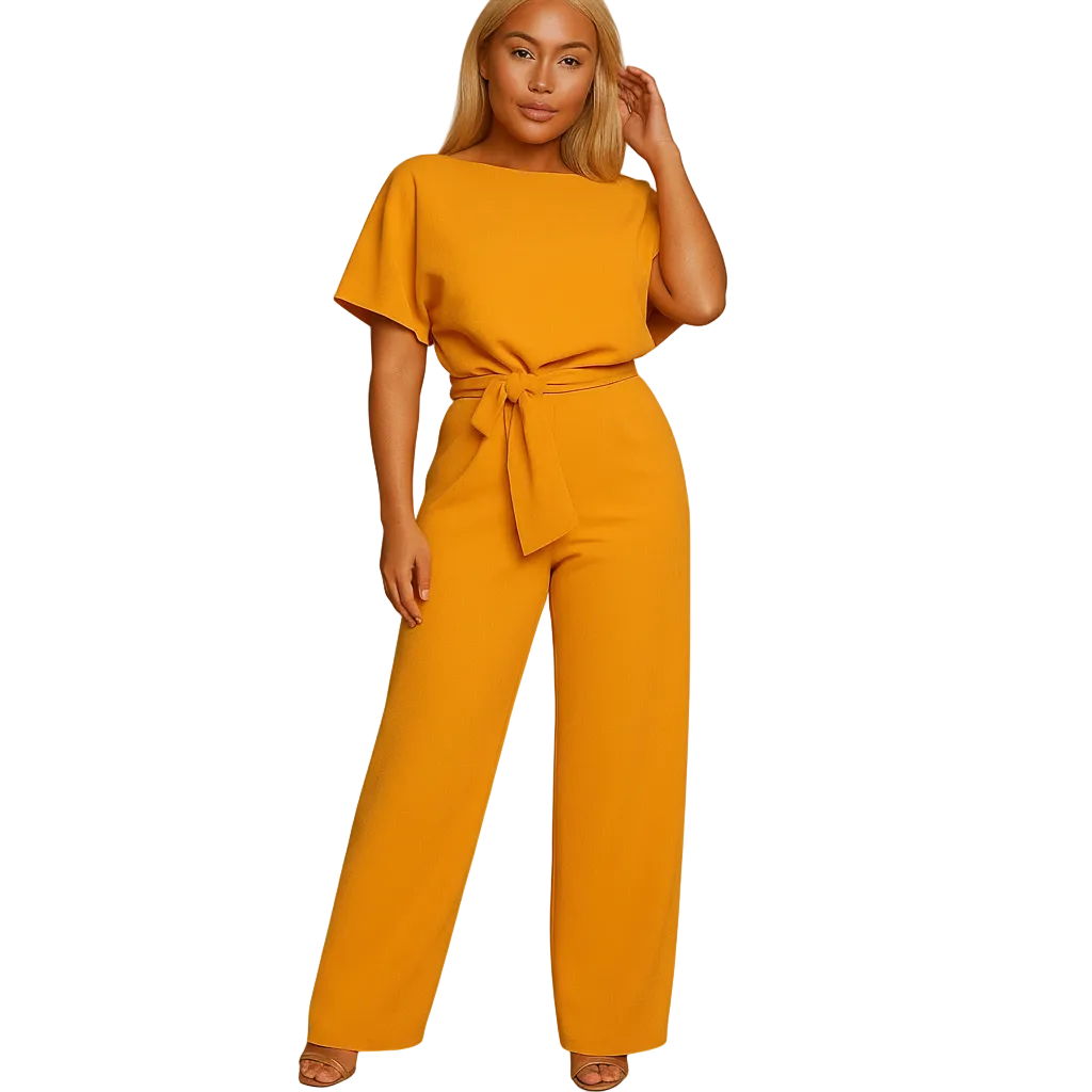 Women’s Stylish High-Waist Lace-Up Jumpsuit – Tailored One-Piece Outfit