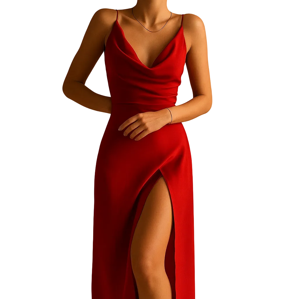 Women’s V-Neck Elegant Maxi Dress – Flowing Ankle-Length Formal Gown